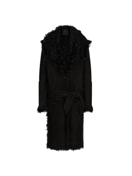 The Attico Black Long Coat - The Attico Coats - Designed by Gilda Ambrosio & Giorgia Tordini - Shop at Luxury Shoes 