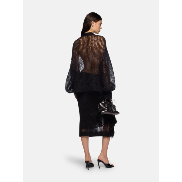 The Attico Black Midi Skirt - The Attico Skirts - Designed by Gilda Ambrosio & Giorgia Tordini - Shop at Luxury Shoes 
