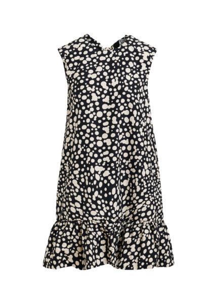 Essentiel Antwerp Black and white ruffled mini dress with open-back and bow detail - Essentiel Antwerp Dresses - Colorful Belgian Design - Shop at Luxury Shoes 