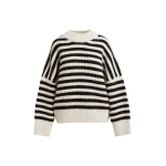 Essentiel Antwerp Black and white striped alpaca wool-blend ribbed-knit sweater - Essentiel Antwerp Knitwear - Colorful Belgian Design - Shop at Luxury Shoes 