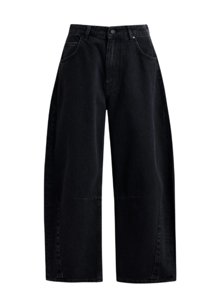 Essentiel Antwerp Black cotton cropped barrel-leg jeans - Essentiel Antwerp Pants - Colorful Belgian Design - Shop at Luxury Shoes 
