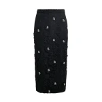 Essentiel Antwerp Black floral lace pencil skirt with rhinestone embellishments - Essentiel Antwerp Skirts - Colorful Belgian Design - Shop at Luxury Shoes 