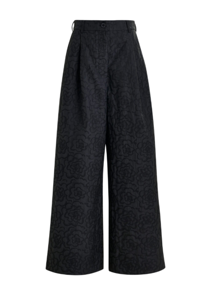Essentiel Antwerp Black jacquard wide-leg pants - Essentiel Antwerp Pants - Colorful Belgian Design - Shop at Luxury Shoes 