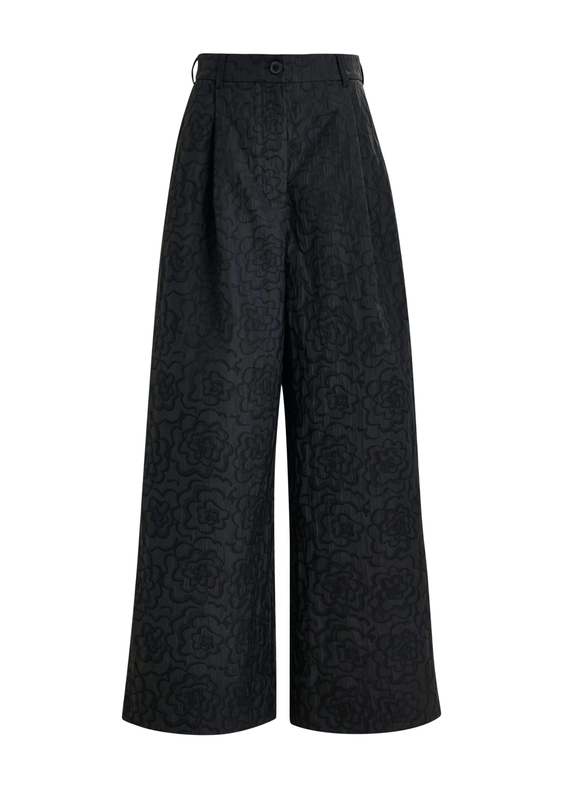 Black-jacquard-wide-leg-pants-Essentiel-Antwerp-Pants-scaled20314_nobg Essentiel Antwerp Black jacquard wide-leg pants - Essentiel Antwerp Pants - Colorful Belgian Design - Shop at Luxury Shoes