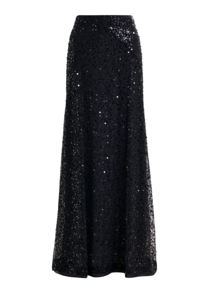 Essentiel Antwerp Black panelled maxi skirt with sequin and bead embellishments - Essentiel Antwerp Skirts - Colorful Belgian Design - Shop at Luxury Shoes 