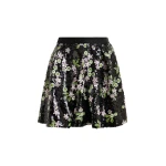 Essentiel Antwerp Black tulip-shape mini skirt with green and pink sequin embellishments - Essentiel Antwerp Skirts - Colorful Belgian Design - Shop at Luxury Shoes 