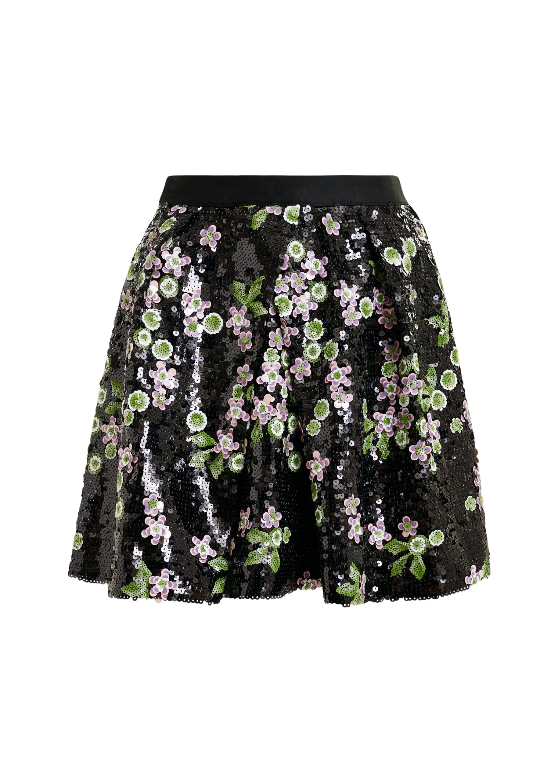 Black-tulip-shape-mini-skirt-with-green-and-pink-sequin-embellishments-Essentiel-Antwerp-Skirts-scaled64595_nobg Essentiel Antwerp Black tulip-shape mini skirt with green and pink sequin embellishments - Essentiel Antwerp Skirts - Colorful Belgian Design - Shop at Luxury Shoes