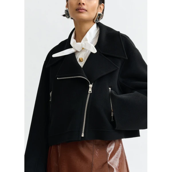 Essentiel Antwerp Black wool double-faced jacket - Essentiel Antwerp Jackets - Colorful Belgian Design - Shop at Luxury Shoes 