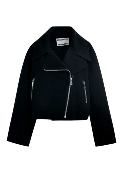 Essentiel Antwerp Black wool double-faced jacket - Essentiel Antwerp Jackets - Colorful Belgian Design - Shop at Luxury Shoes 
