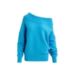Essentiel Antwerp Blue alpaca wool-blend off-shoulder knit sweater - Essentiel Antwerp Knitwear - Colorful Belgian Design - Shop at Luxury Shoes 
