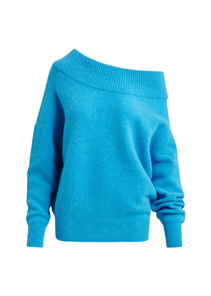 Essentiel Antwerp Blue alpaca wool-blend off-shoulder knit sweater - Essentiel Antwerp Knitwear - Colorful Belgian Design - Shop at Luxury Shoes 