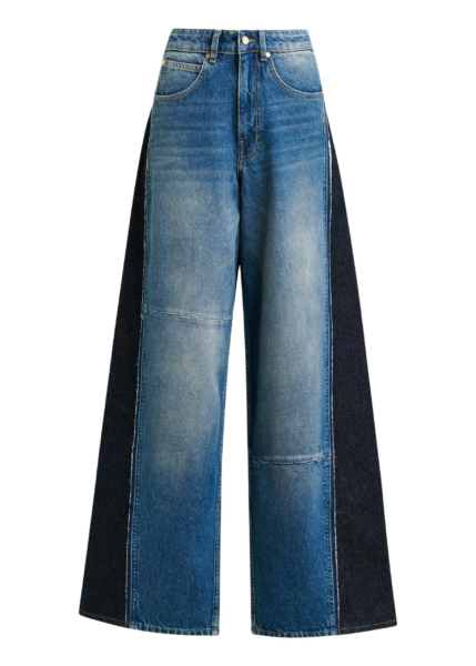 Essentiel Antwerp Blue and dark blue wide-leg contrast panel jeans - Essentiel Antwerp Pants - Colorful Belgian Design - Shop at Luxury Shoes 