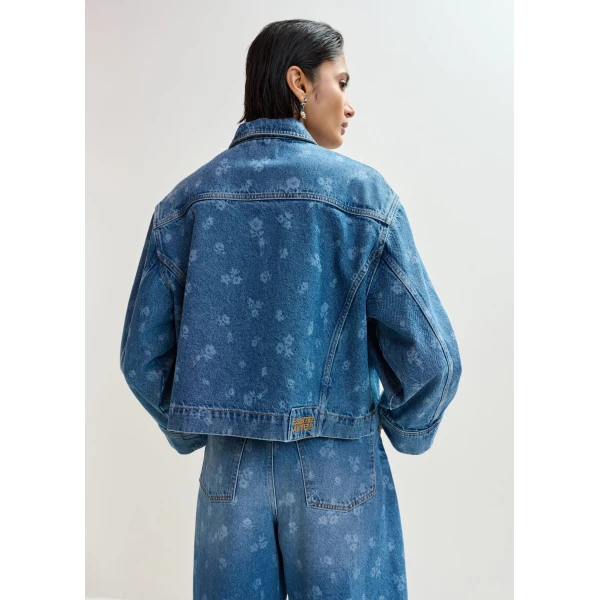 Essentiel Antwerp Blue cropped cotton denim jacket - Essentiel Antwerp Jackets - Colorful Belgian Design - Shop at Luxury Shoes 