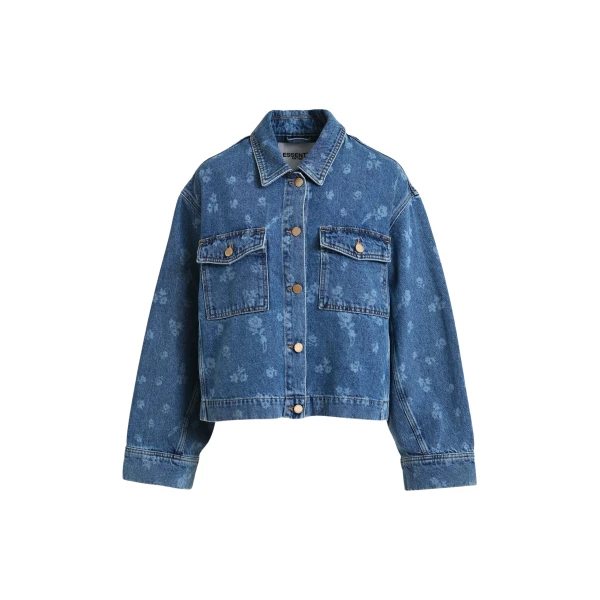 Essentiel Antwerp Blue cropped cotton denim jacket - Essentiel Antwerp Jackets - Colorful Belgian Design - Shop at Luxury Shoes 
