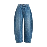 Essentiel Antwerp Blue floral-print barrel-leg cropped jeans - Essentiel Antwerp Pants - Colorful Belgian Design - Shop at Luxury Shoes 