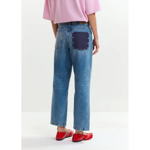 Essentiel Antwerp Blue organic cotton cropped boyfriend jeans - Essentiel Antwerp Pants - Colorful Belgian Design - Shop at Luxury Shoes 