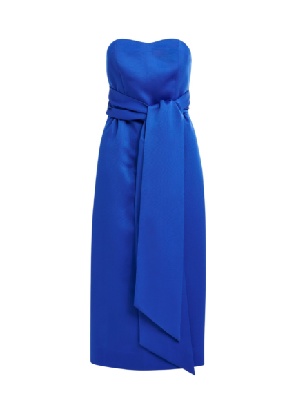 Essentiel Antwerp Blue strapless midi dress with wrap-belt - Essentiel Antwerp Dresses - Colorful Belgian Design - Shop at Luxury Shoes 