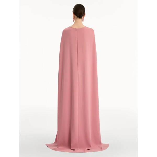 Oscar de la Renta Brooch Embroidered Cape-Back Caftan - Oscar de la Renta Dresses - American Couture - Shop at Luxury Shoes 