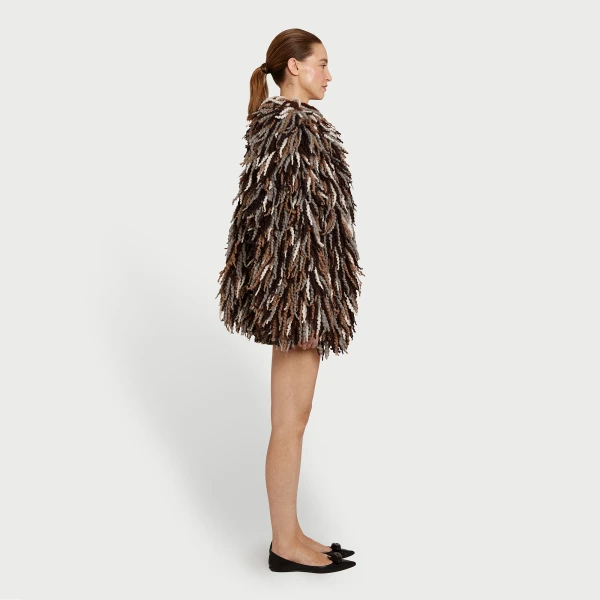Giambattista Valli Brown Wool Rovings Coat - Giambattista Valli Coats - Romantic Couture - Shop at Luxury Shoes 