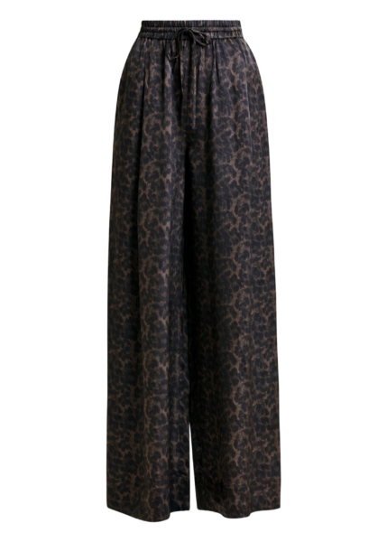 Essentiel Antwerp Brown and black leopard print wide-leg pants - Essentiel Antwerp Pants - Colorful Belgian Design - Shop at Luxury Shoes 