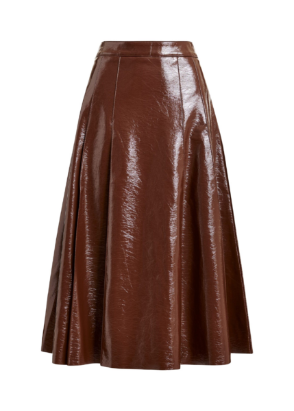 Essentiel Antwerp Brown faux leather midi skirt - Essentiel Antwerp Skirts - Colorful Belgian Design - Shop at Luxury Shoes 