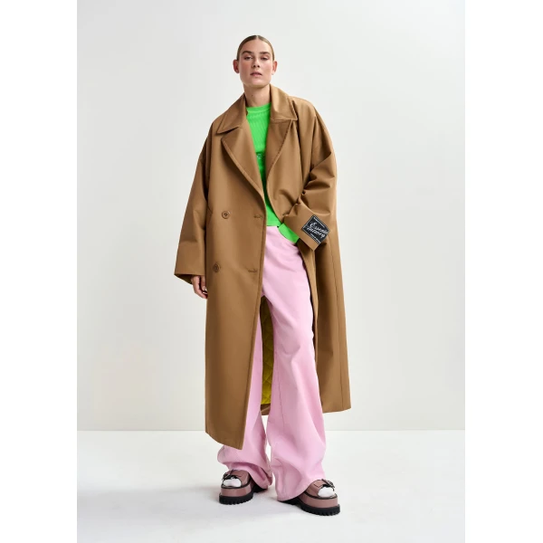 Essentiel Antwerp Brown oversized trenchcoat - Essentiel Antwerp Coats - Colorful Belgian Design - Shop at Luxury Shoes 