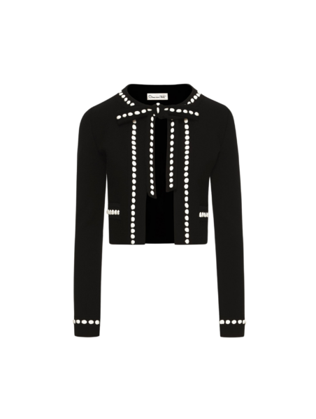Oscar de la Renta Bubble Trim Cardigan - Oscar de la Renta Knitwear - American Couture - Shop at Luxury Shoes 