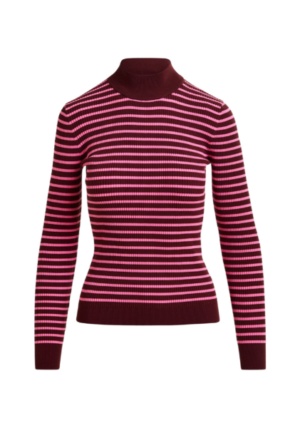 Essentiel Antwerp Burgundy and pink striped sweater - Essentiel Antwerp Knitwear - Colorful Belgian Design - Shop at Luxury Shoes 