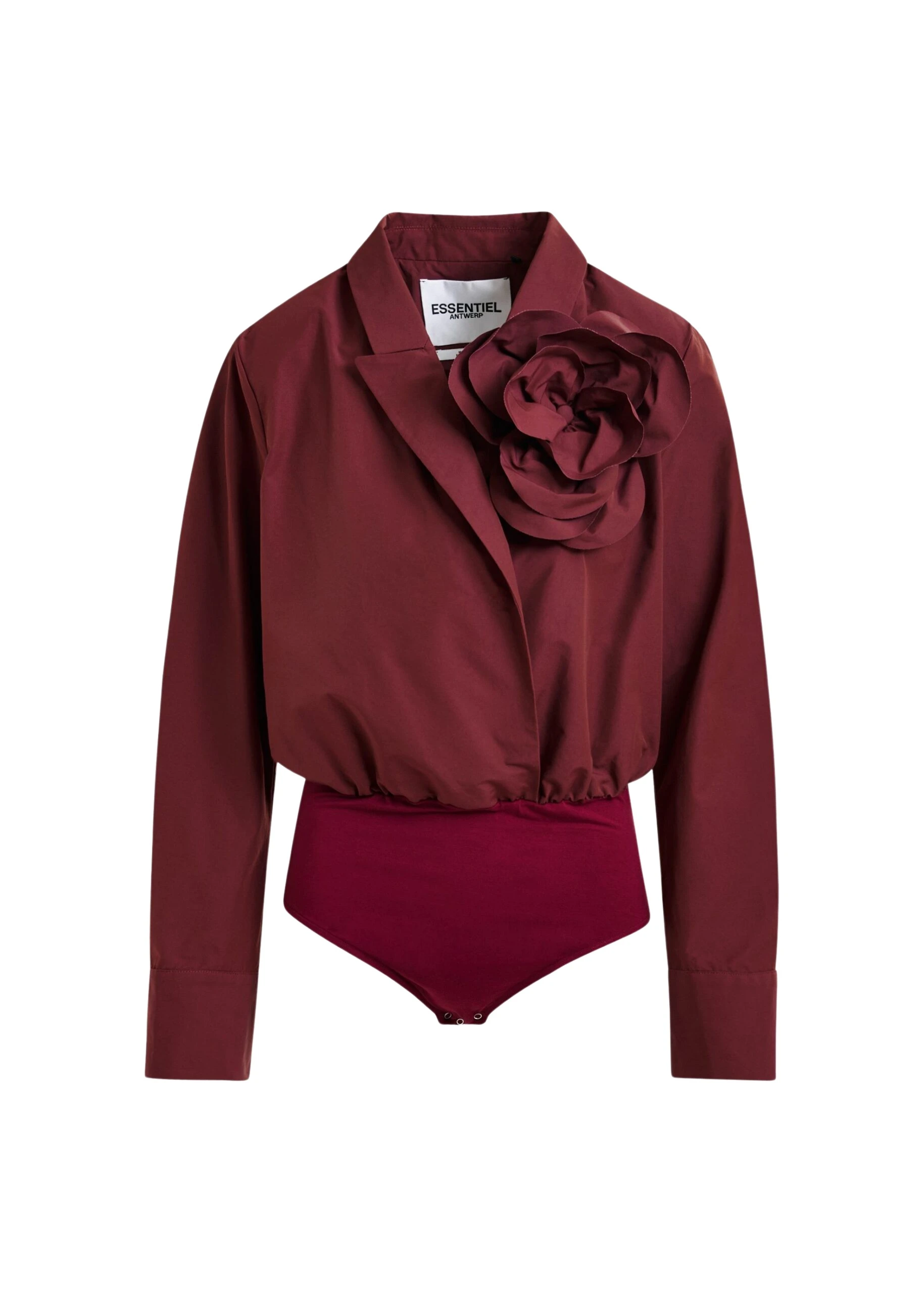 Burgundy-bodysuit-with-self-fabric-flower-Essentiel-Antwerp-Bodysuit-scaled33773_nobg Essentiel Antwerp Burgundy bodysuit with self-fabric flower - Essentiel Antwerp Bodysuit - Colorful Belgian Design - Shop at Luxury Shoes