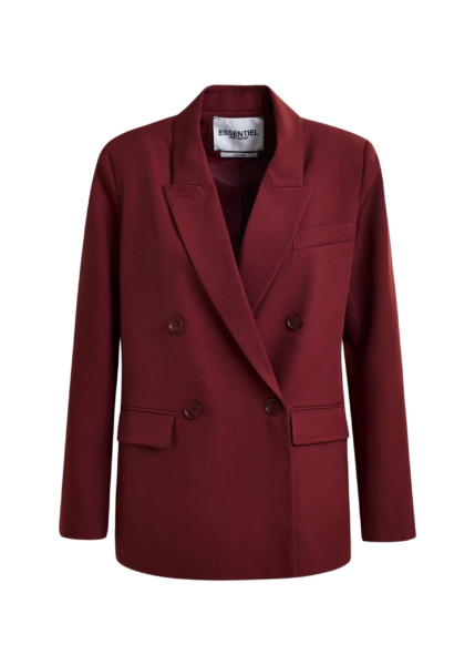 Essentiel Antwerp Burgundy double-breasted blazer - Essentiel Antwerp Jackets - Colorful Belgian Design - Shop at Luxury Shoes 