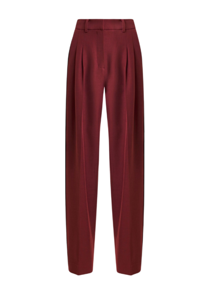 Essentiel Antwerp Burgundy tapered pants with crease - Essentiel Antwerp Pants - Colorful Belgian Design - Shop at Luxury Shoes 