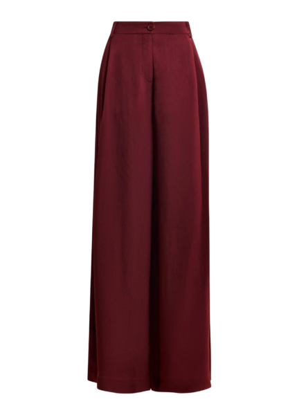 Essentiel Antwerp Burgundy wide-leg satin pants - Essentiel Antwerp Pants - Colorful Belgian Design - Shop at Luxury Shoes 