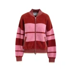 Essentiel Antwerp Burned orange and pink striped knitted bomber jacket - Essentiel Antwerp Jackets - Colorful Belgian Design - Shop at Luxury Shoes 