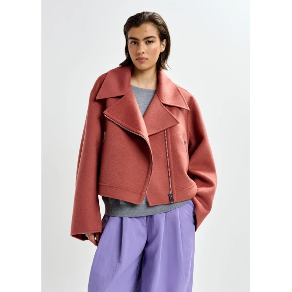 Essentiel Antwerp Burned orange wool double-faced jacket - Essentiel Antwerp Jackets - Colorful Belgian Design - Shop at Luxury Shoes 