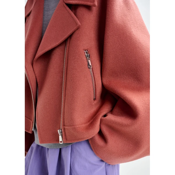Essentiel Antwerp Burned orange wool double-faced jacket - Essentiel Antwerp Jackets - Colorful Belgian Design - Shop at Luxury Shoes 
