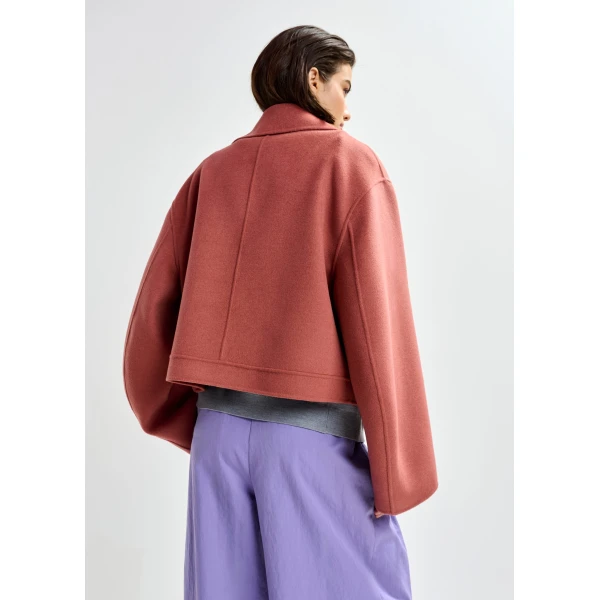 Essentiel Antwerp Burned orange wool double-faced jacket - Essentiel Antwerp Jackets - Colorful Belgian Design - Shop at Luxury Shoes 