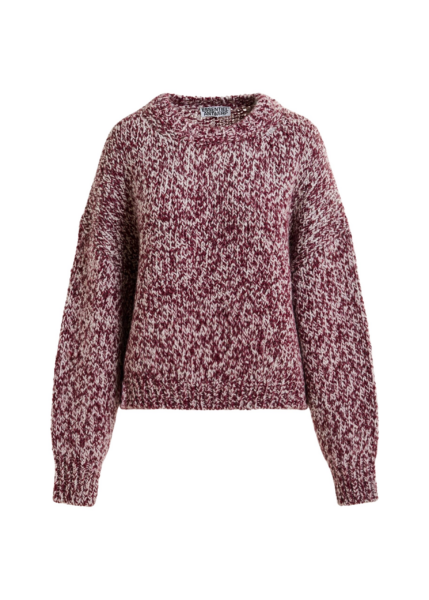 Essentiel Antwerp Burugndy and off-white melange wool-blend sweater - Essentiel Antwerp Knitwear - Colorful Belgian Design - Shop at Luxury Shoes 