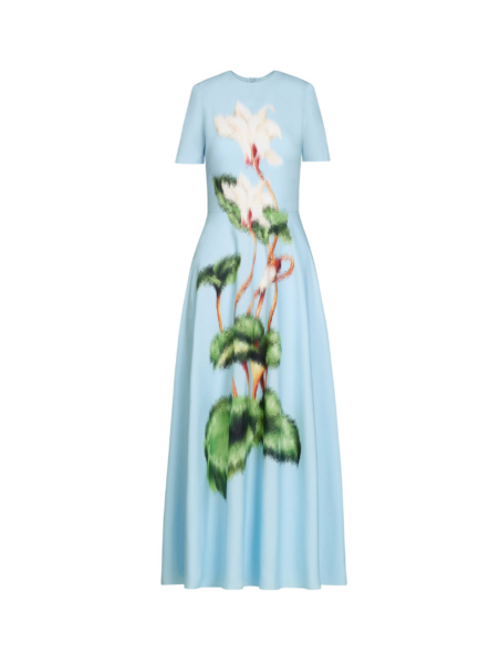 Oscar de la Renta Chiné Cyclamen Cotton Poplin Dress - Oscar de la Renta Dresses - American Couture - Shop at Luxury Shoes 