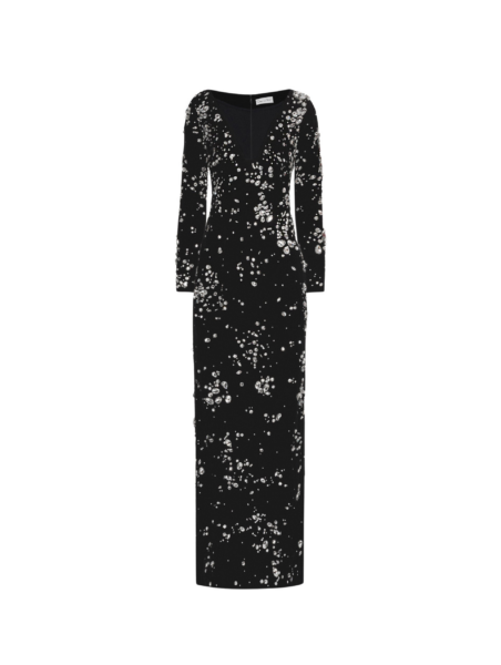 Oscar de la Renta Crystal Cluster Embroidered Long Sleeve Gown - Oscar de la Renta Dresses - American Couture - Shop at Luxury Shoes 
