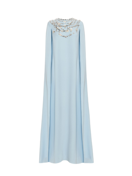 Oscar de la Renta Crystal Necklace Embroidered Caftan - Oscar de la Renta Dresses - American Couture - Shop at Luxury Shoes 