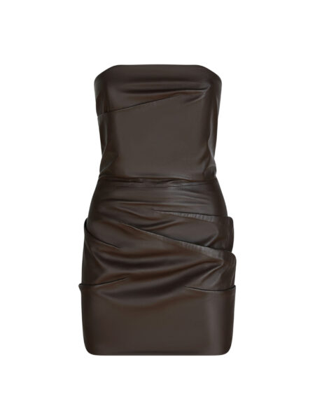 The Attico Dark Brown Mini Dress - The Attico Dresses - Designed by Gilda Ambrosio & Giorgia Tordini - Shop at Luxury Shoes 
