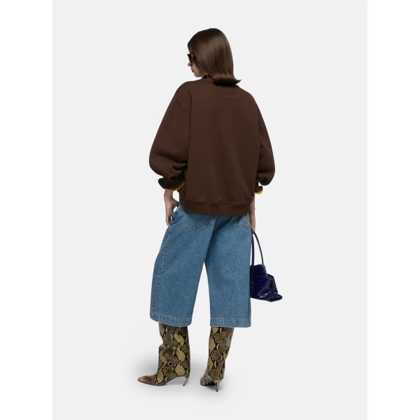 The Attico Dark Brown Sweatshirt - The Attico Tops - Designed by Gilda Ambrosio & Giorgia Tordini - Shop at Luxury Shoes 