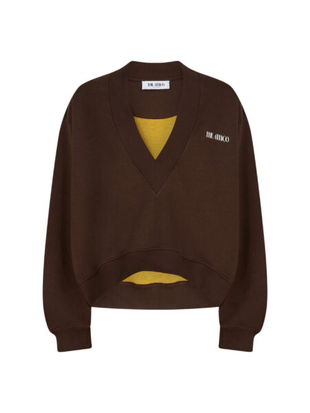 The Attico Dark Brown Sweatshirt - The Attico Tops - Designed by Gilda Ambrosio & Giorgia Tordini - Shop at Luxury Shoes 