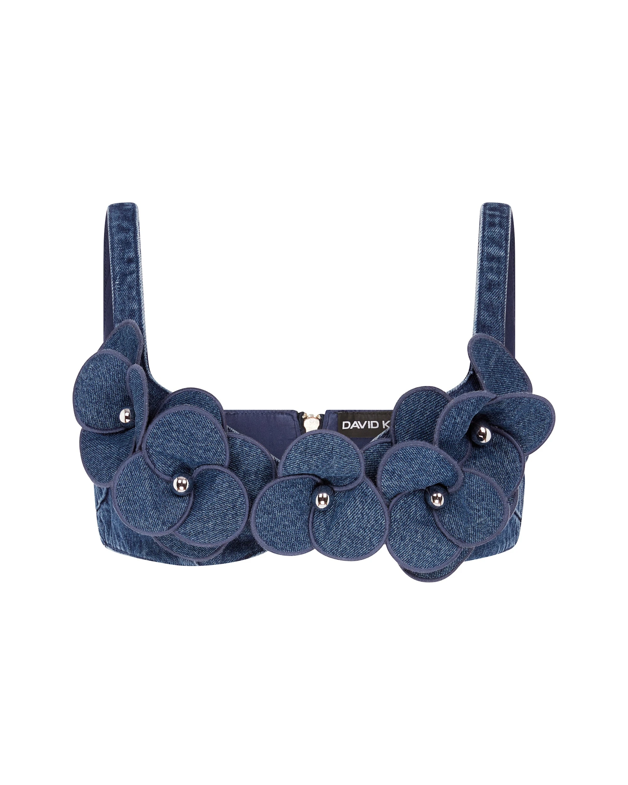 David Koma 3D Flower Denim Bra