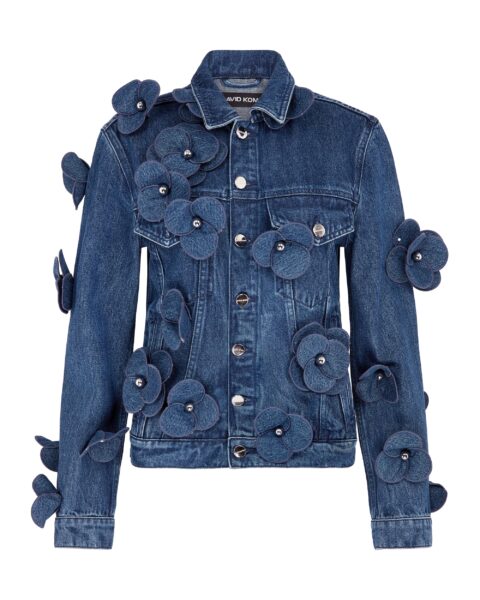 David Koma 3D Flower Denim Jacket In Indigo