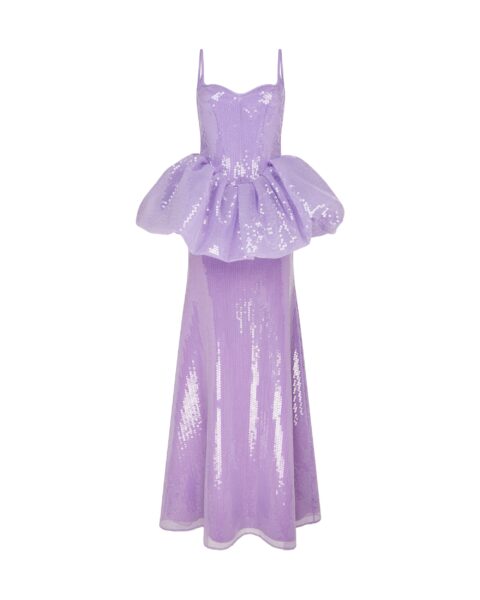 David Koma Peplum Detail Sequin Gown