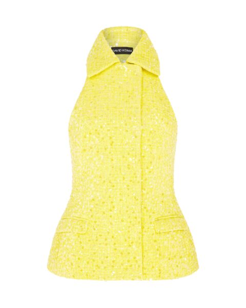 David Koma Sequin Boucle Tailored Vest Top