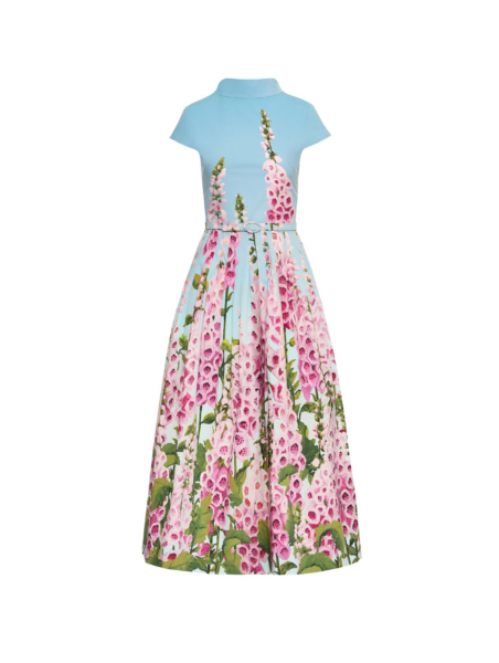 Oscar de la Renta Degradé Foxglove Cotton Poplin Dress - Oscar de la Renta Dresses - American Couture - Shop at Luxury Shoes 