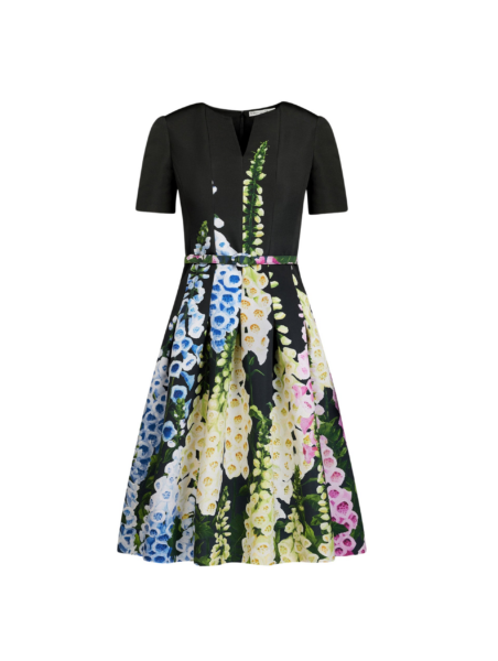 Oscar de la Renta Degradé Foxglove Split-Neck Dress - Oscar de la Renta Dresses - American Couture - Shop at Luxury Shoes 