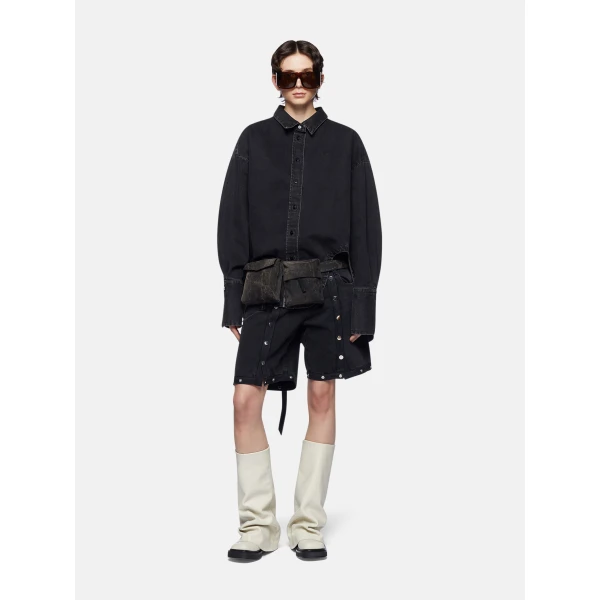 The Attico 'Diana'' Black Shirt Jacket - The Attico Jackets - Designed by Gilda Ambrosio & Giorgia Tordini - Shop at Luxury Shoes 